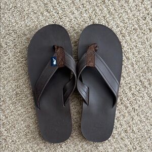 Vineyard Vines Contoured Leather Flip Flops